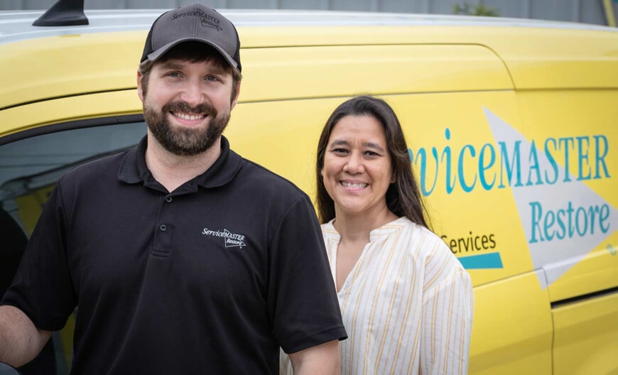 Man and woman smiling