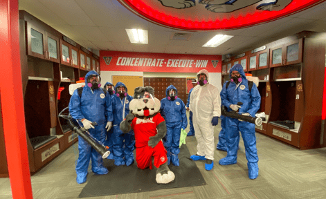 ServiceMaster team with Fresno U. Mascott